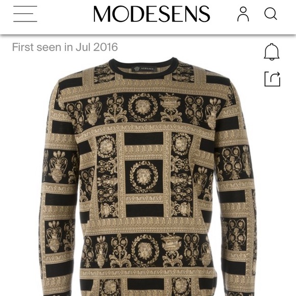 ISO Versace Medusa Panel Mens Pullover Sweater XL - Picture 2 of 3